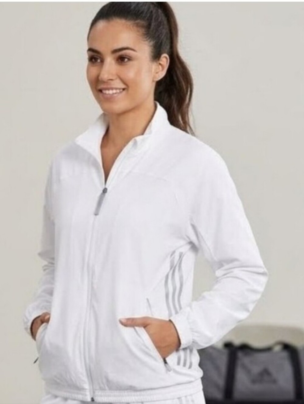 Adidas Golf White Full Zip Windbreaker